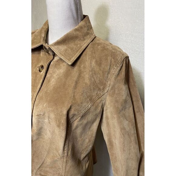 I.E. Relaxed Tan Women's Vintage Leather Jacket Size Large - Picture 2 of 16